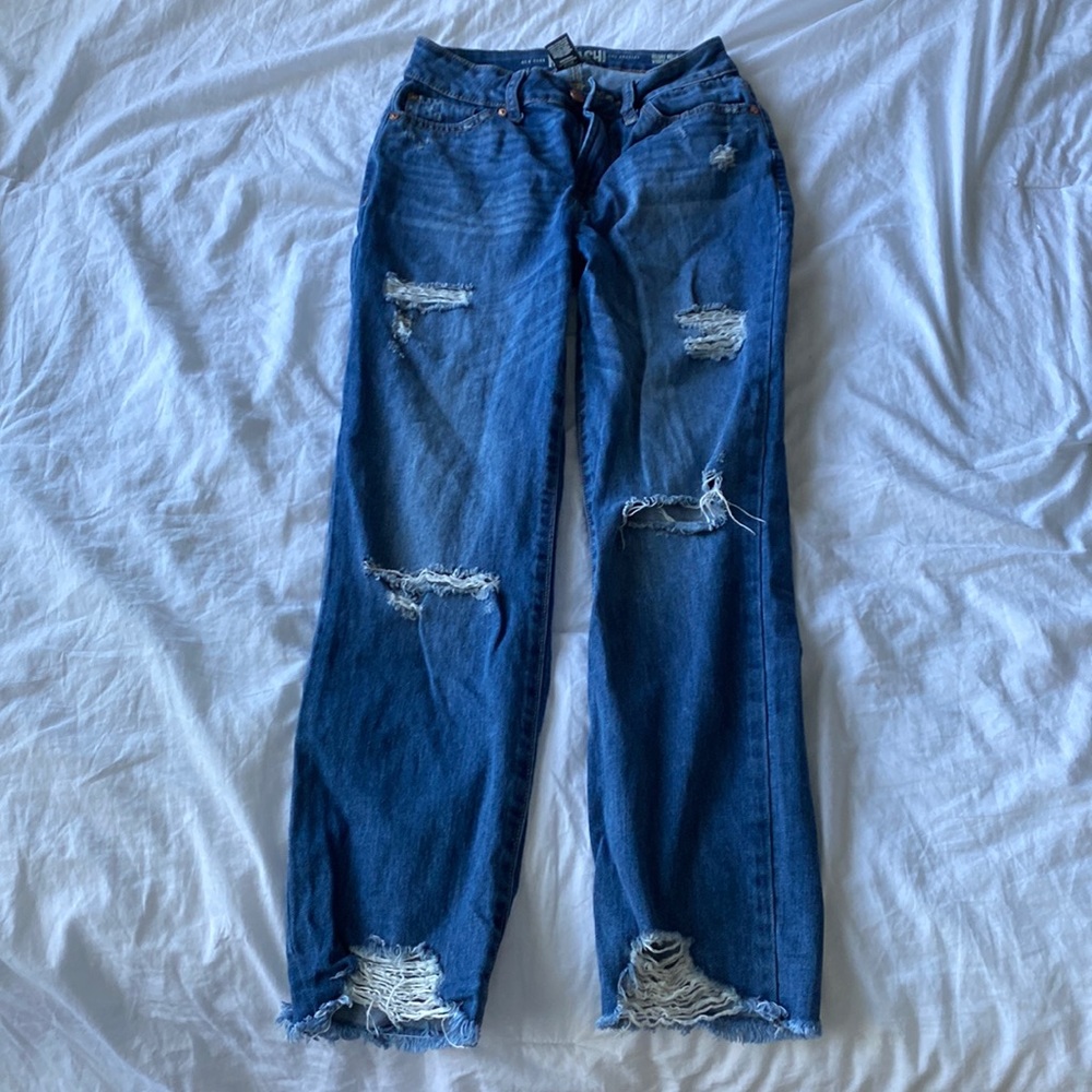 Blue Rewash Ripped Jeans